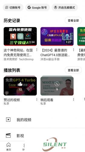 油管中文版开启无痕模式